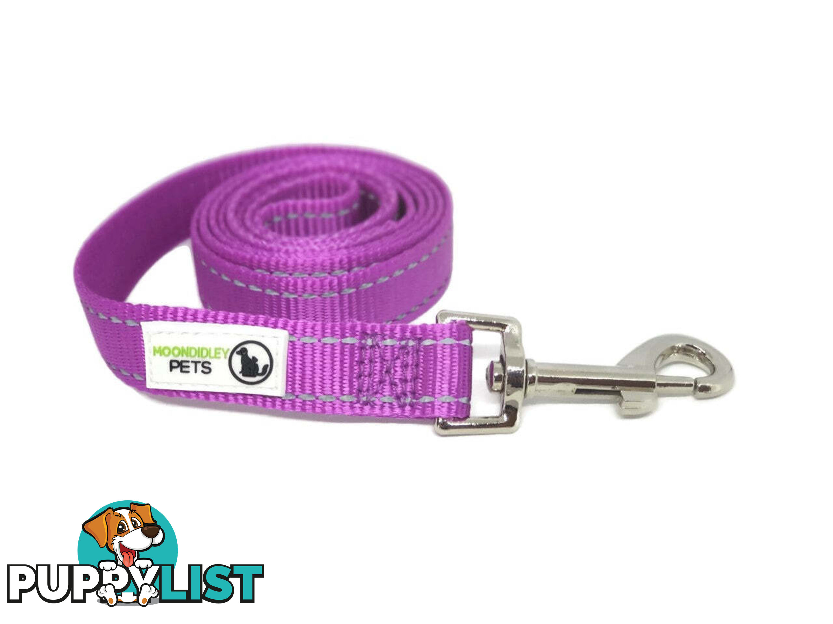 10m Long Nylon w/Reflective Stitching Dog Lead - Moondidley Pets - MDPLDREFLBLU2510