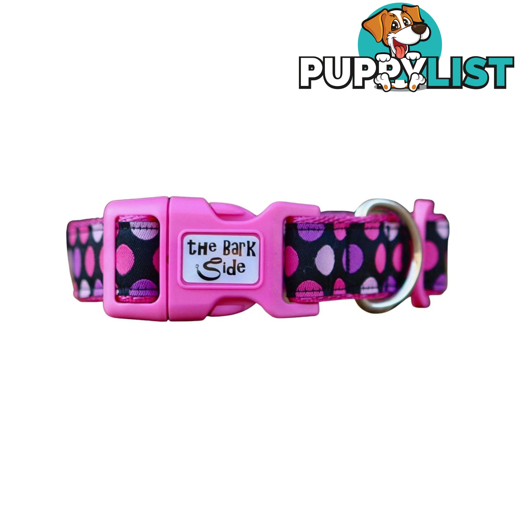 Pink Spot Dog Collar / XS - L - Hand Made by The Bark Side - TBSPINSML