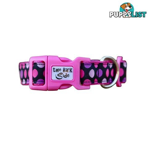 Pink Spot Dog Collar / XS - L - Hand Made by The Bark Side - TBSPINSML