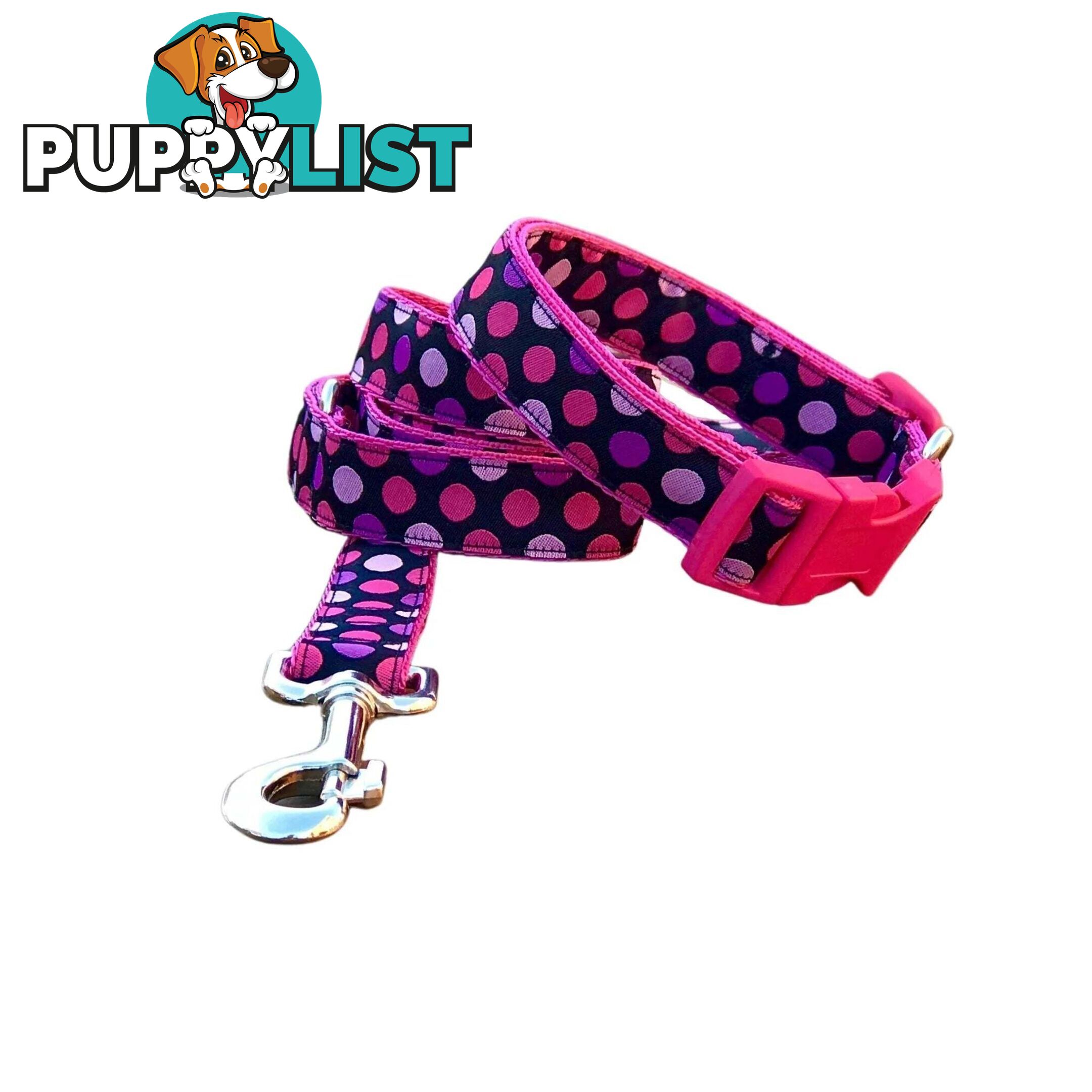 Pink Spot Dog Collar / XS - L - Hand Made by The Bark Side - TBSPINSML