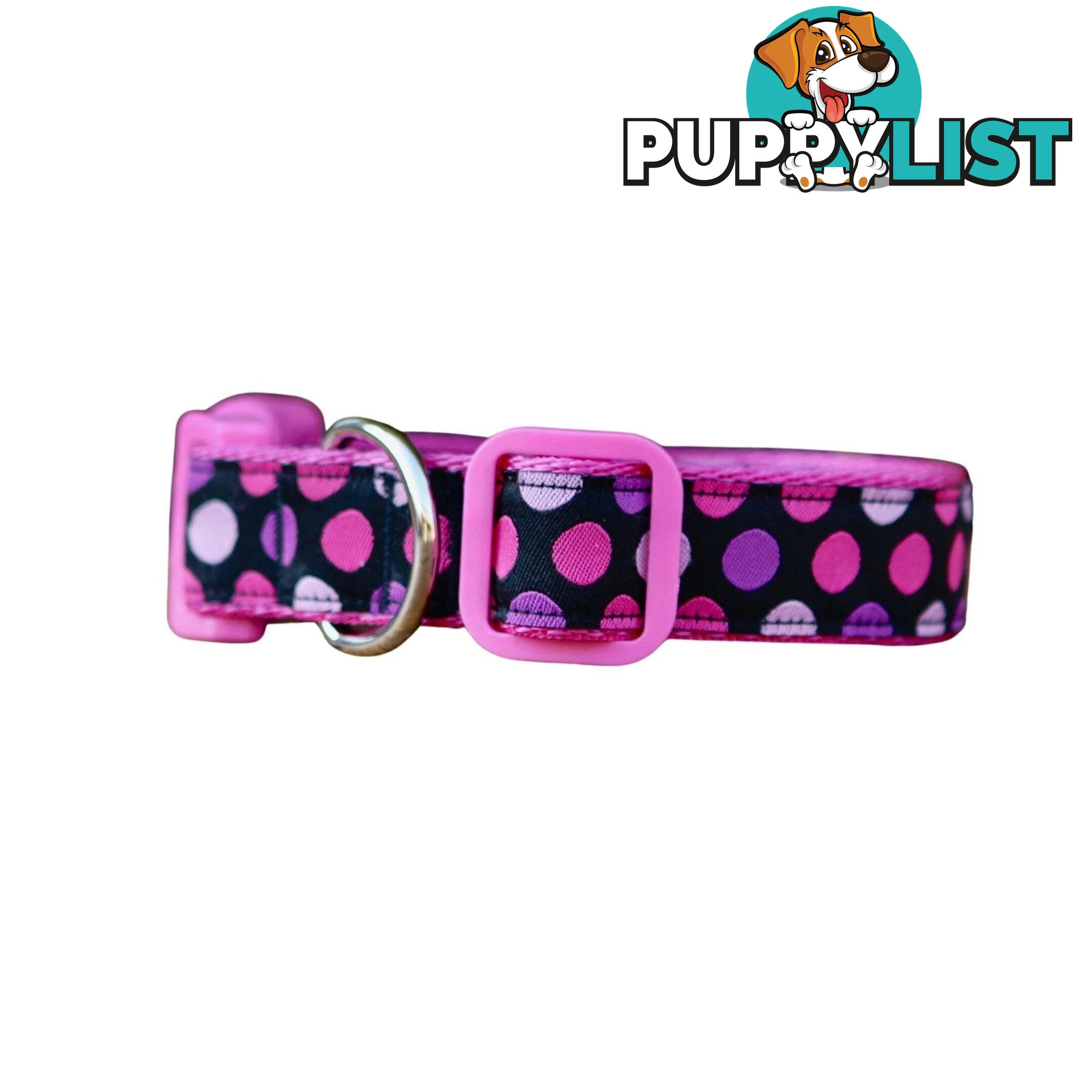 Pink Spot Dog Collar / XS - L - Hand Made by The Bark Side - TBSPINSML