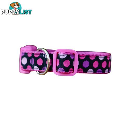 Pink Spot Dog Collar / XS - L - Hand Made by The Bark Side - TBSPINSML