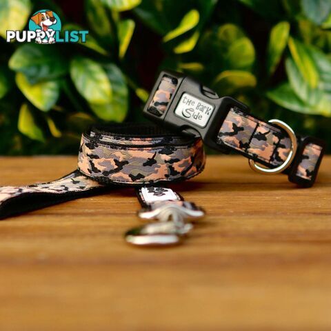 Camouflage Dog Collar - Hand Made by The Bark Side - TBSCAMMEDBLK