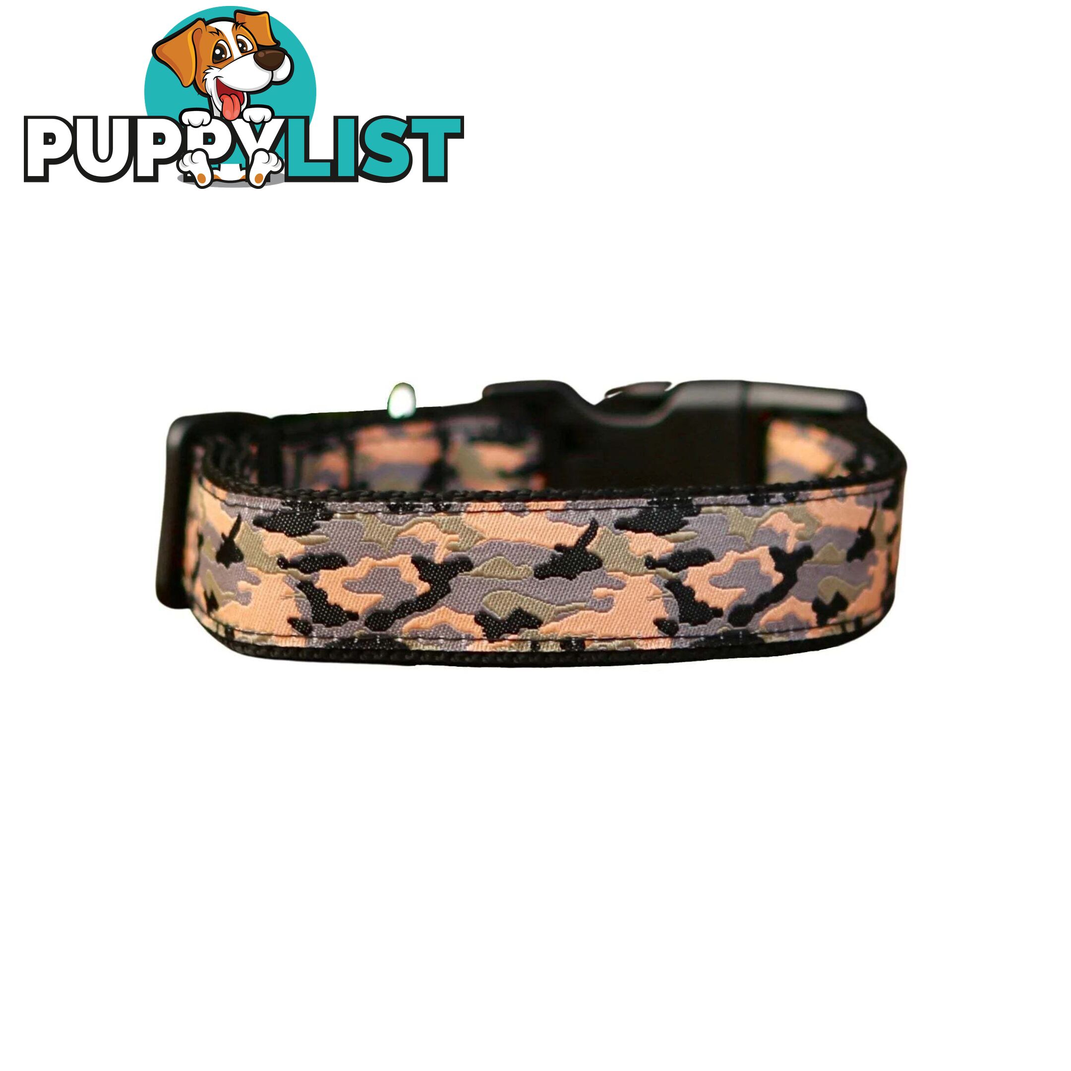 Camouflage Dog Collar - Hand Made by The Bark Side - TBSCAMMEDBLK