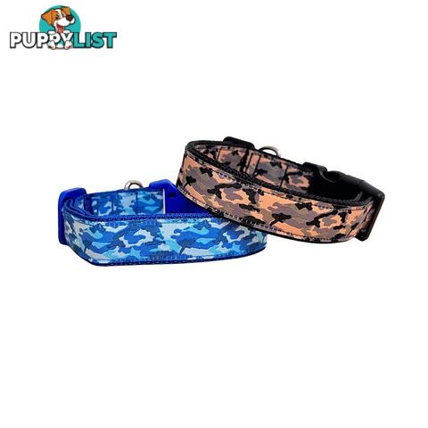 Camouflage Dog Collar - Hand Made by The Bark Side - TBSCAMMEDBLK