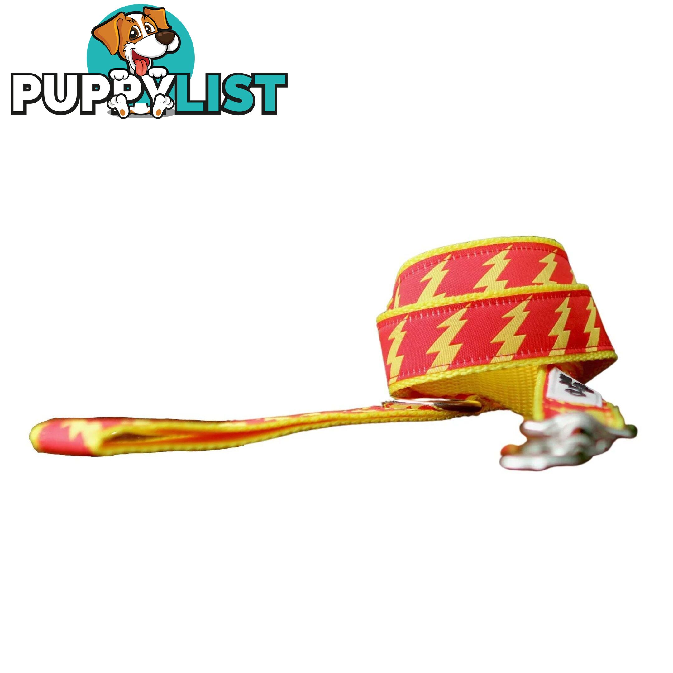 Lightning Bolt Dog Lead / Dog Leash - Hand Made by The Bark Side - TBSLDLIGYEL251.8