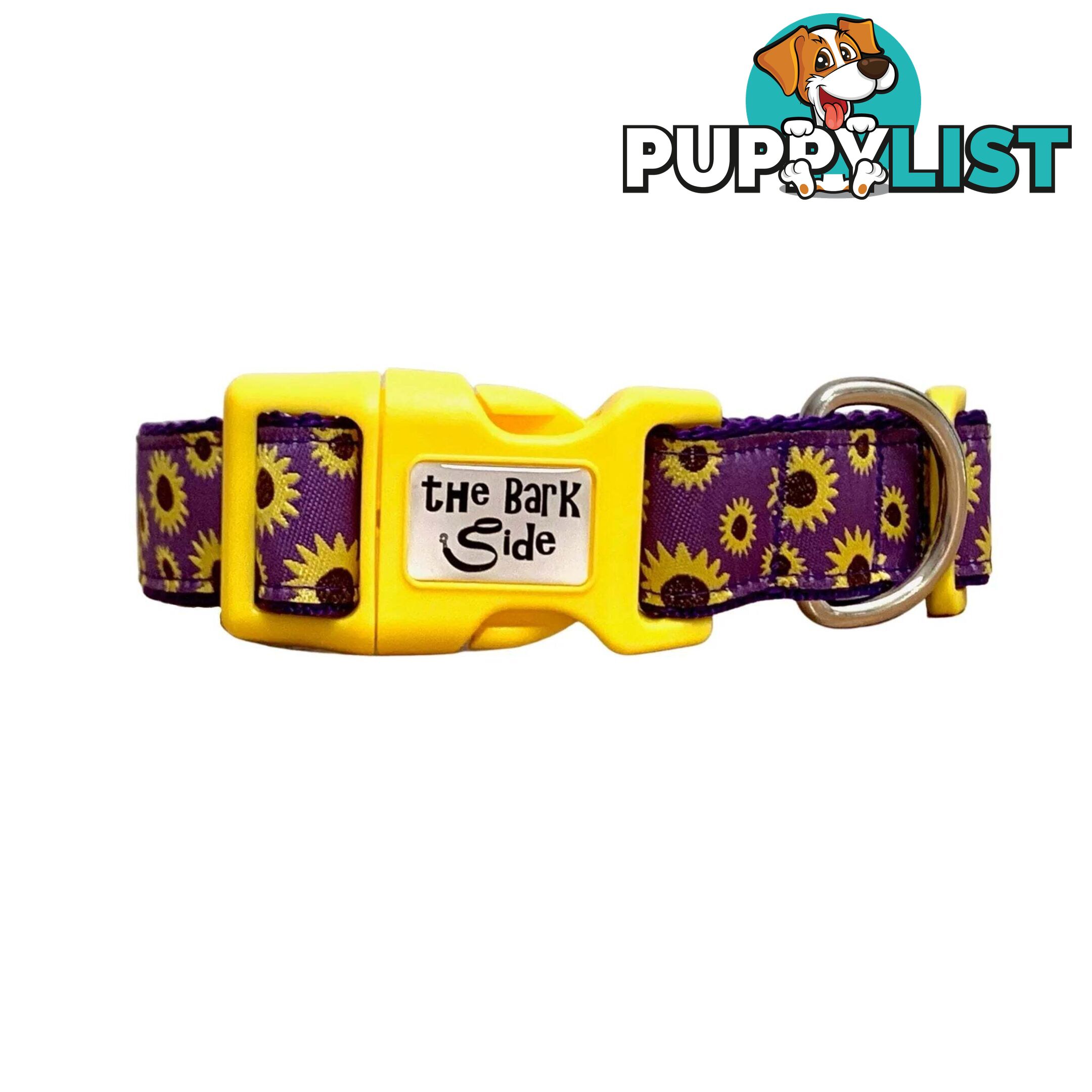 Sunflower Dog Collar - Hand Made by The Bark Side - TBSSUNMEDPUR