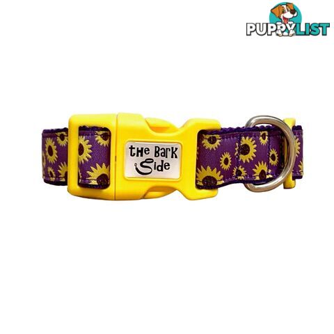 Sunflower Dog Collar - Hand Made by The Bark Side - TBSSUNMEDPUR