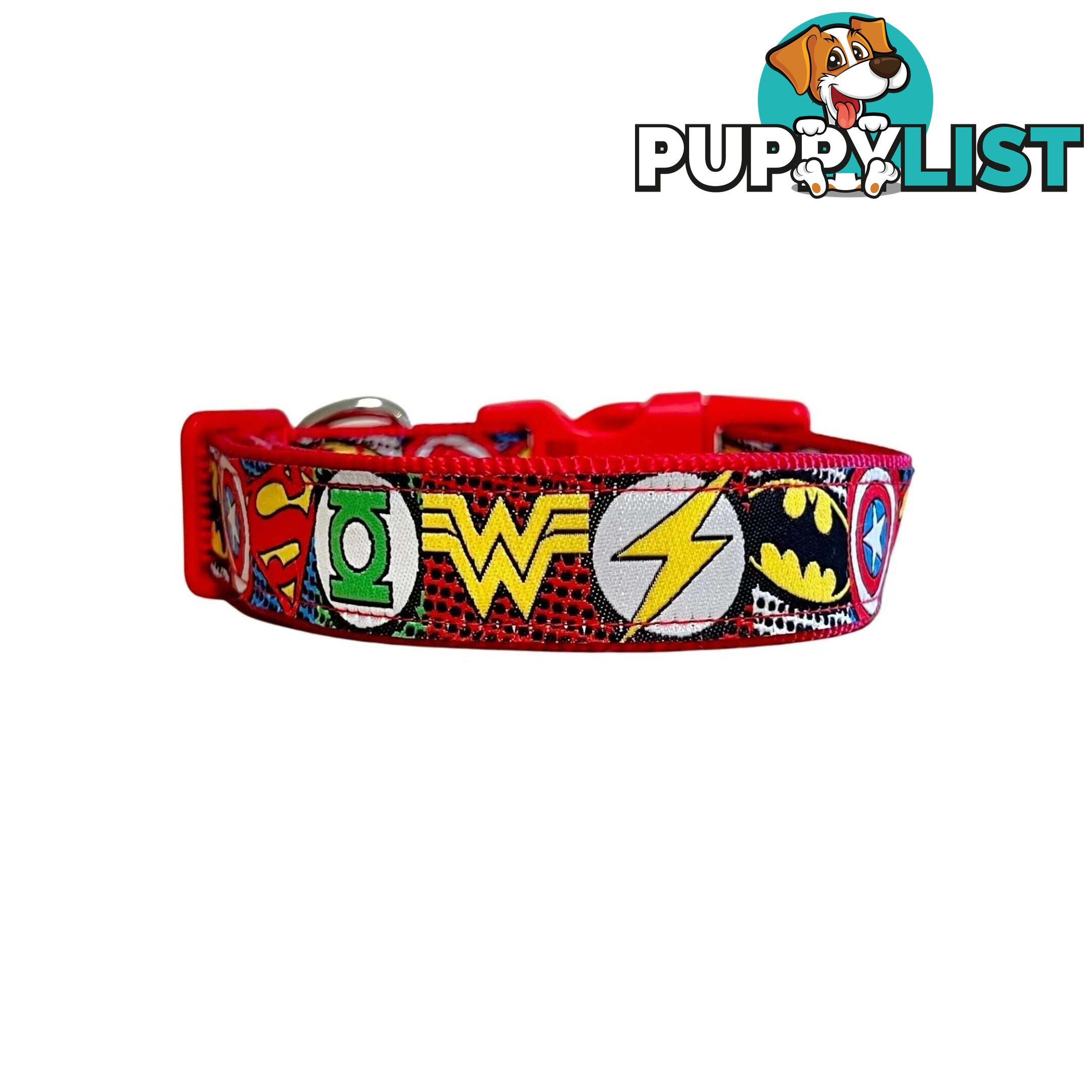 Superhero Dog Collar - Hand Made by The Bark Side - TBHEROSXSRED