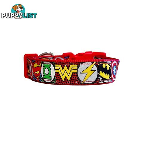 Superhero Dog Collar - Hand Made by The Bark Side - TBHEROSXSRED