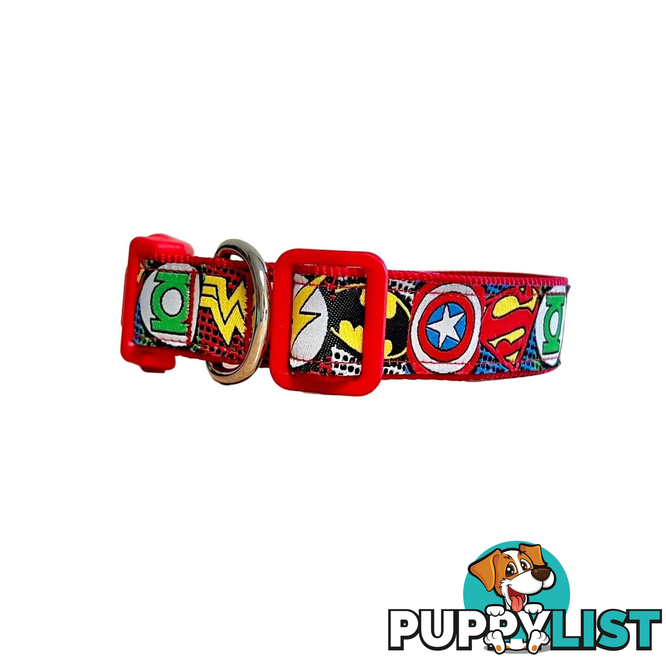 Superhero Dog Collar - Hand Made by The Bark Side - TBHEROSXSRED