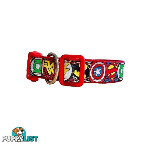 Superhero Dog Collar - Hand Made by The Bark Side - TBHEROSXSRED