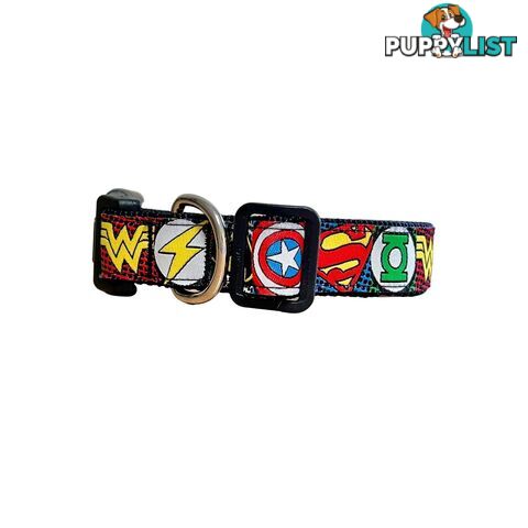 Superhero Dog Collar - Hand Made by The Bark Side - TBHEROSXSRED