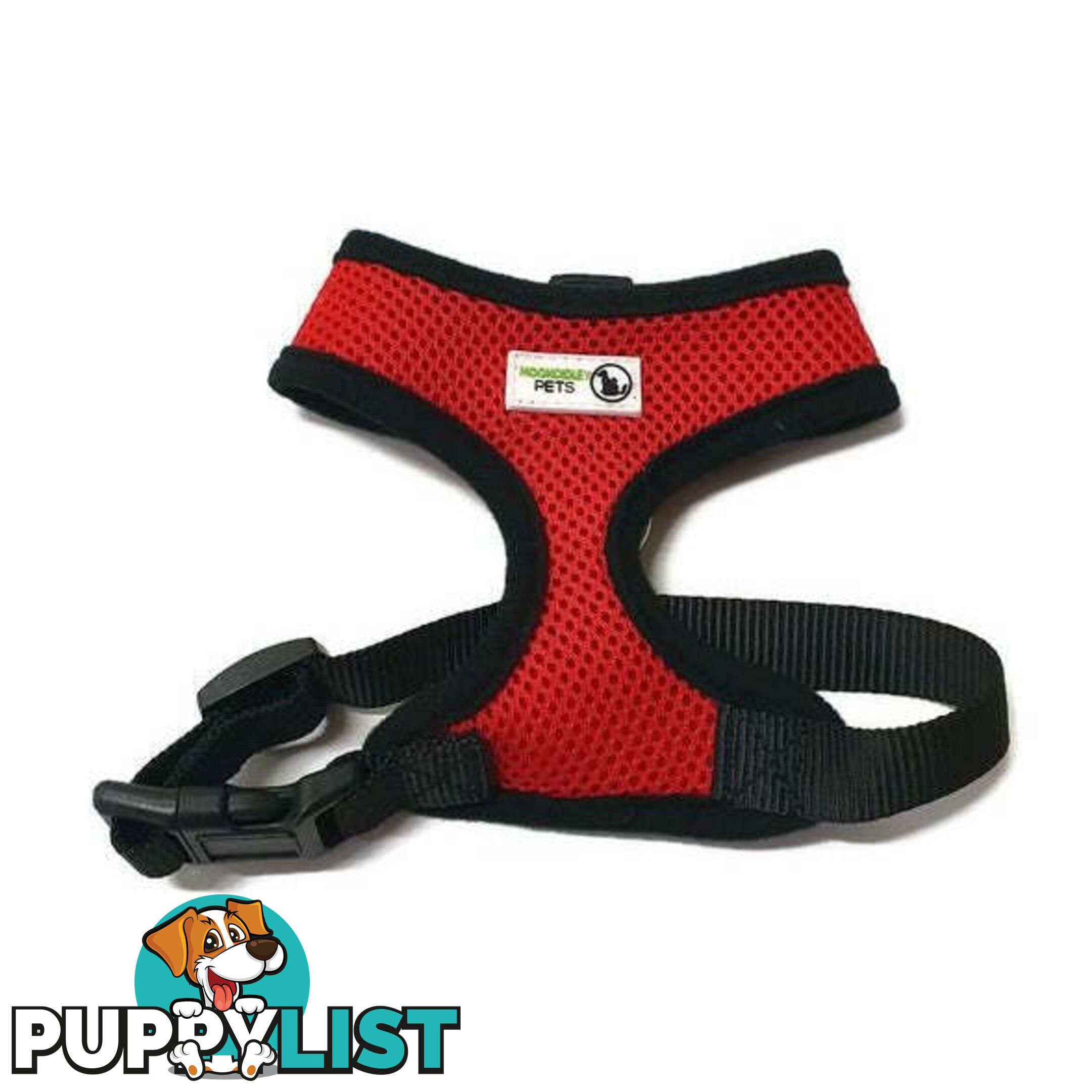 Pet Harness Soft Air Mesh Padded Adjustable  - Moondidley Pets - MDPHARMESXLRED