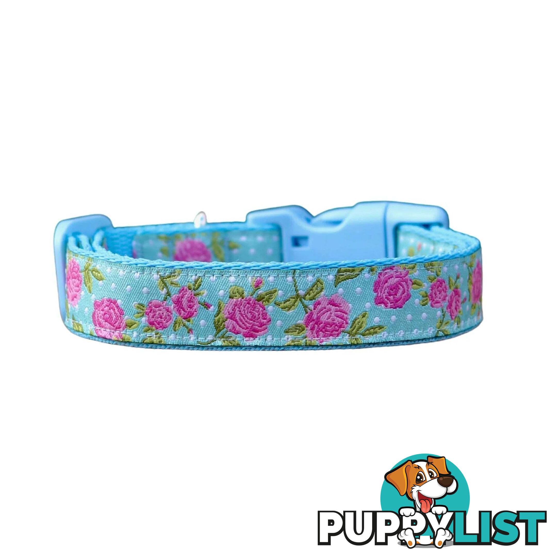 Rose Dog Collar / XS - L - Hand Made by The Bark Side - TBSROSLGEPNK