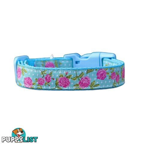 Rose Dog Collar / XS - L - Hand Made by The Bark Side - TBSROSLGEPNK