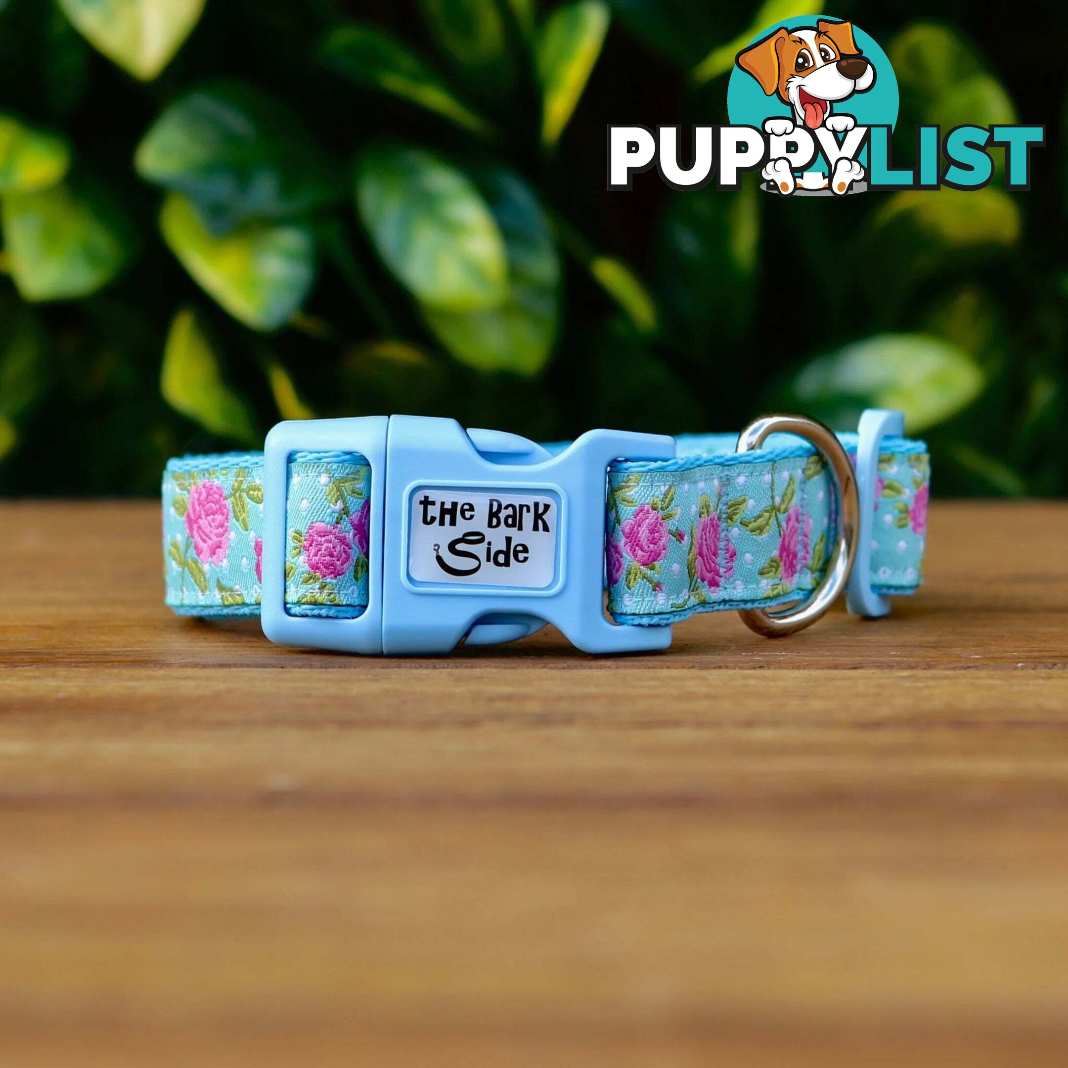 Rose Dog Collar / XS - L - Hand Made by The Bark Side - TBSROSLGEPNK