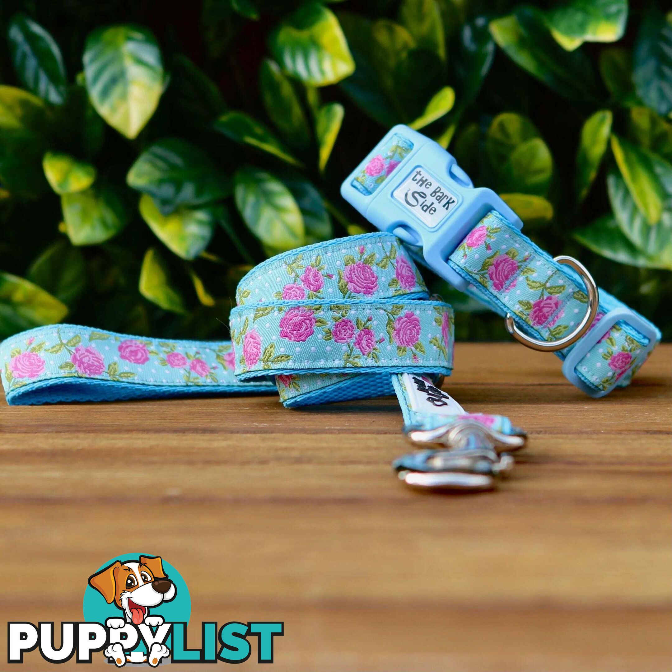Rose Dog Collar / XS - L - Hand Made by The Bark Side - TBSROSLGEPNK