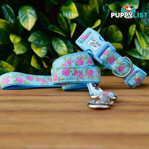 Rose Dog Collar / XS - L - Hand Made by The Bark Side - TBSROSLGEPNK