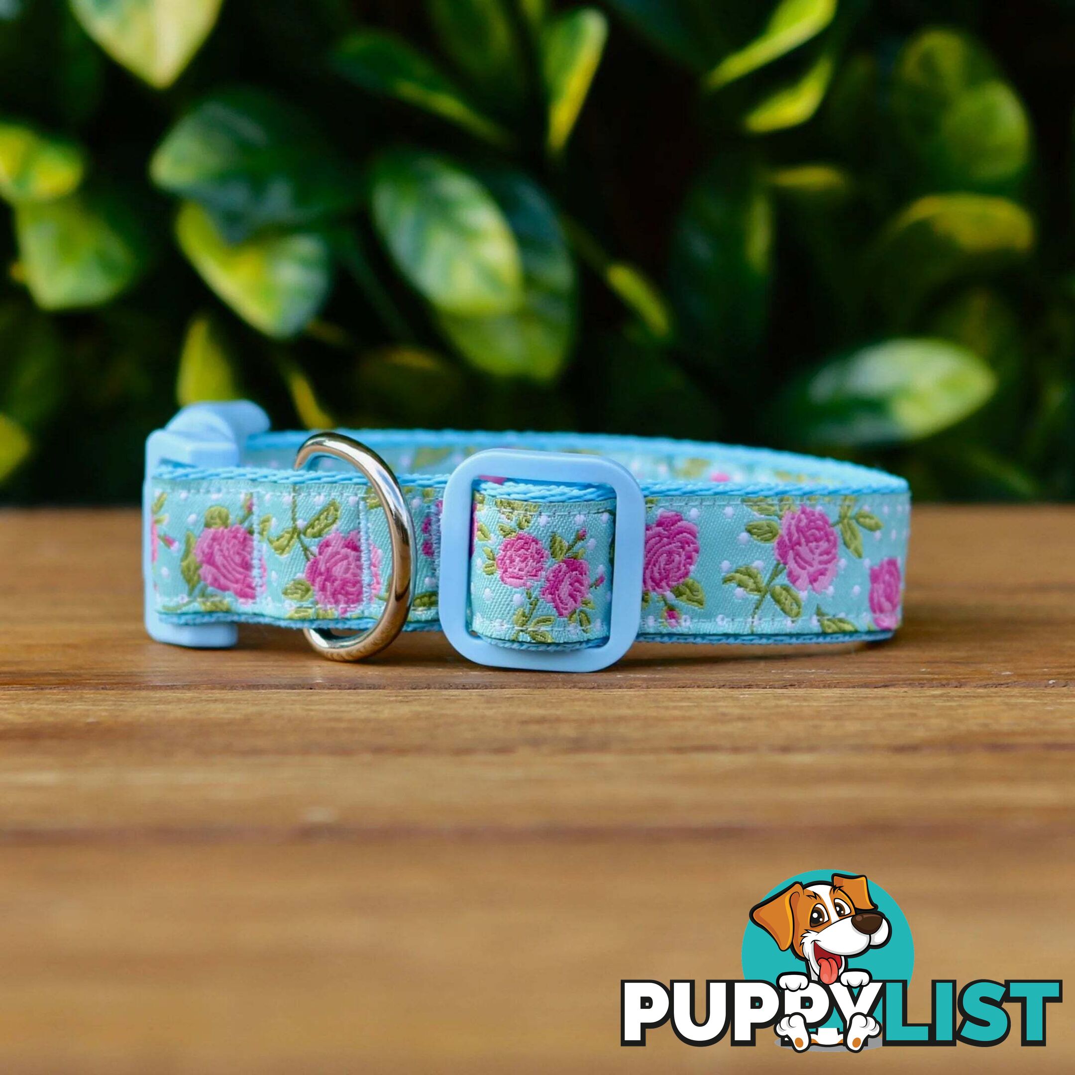 Rose Dog Collar / XS - L - Hand Made by The Bark Side - TBSROSLGEPNK