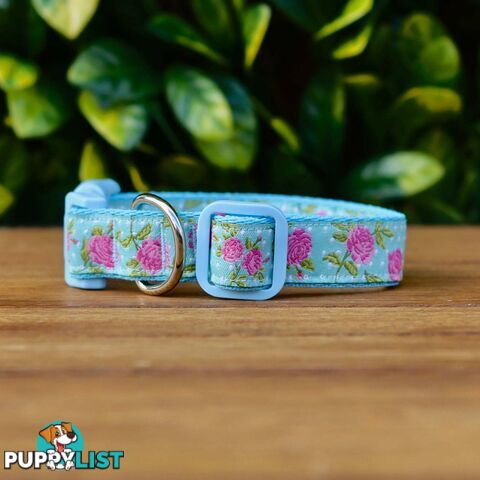 Rose Dog Collar / XS - L - Hand Made by The Bark Side - TBSROSLGEPNK