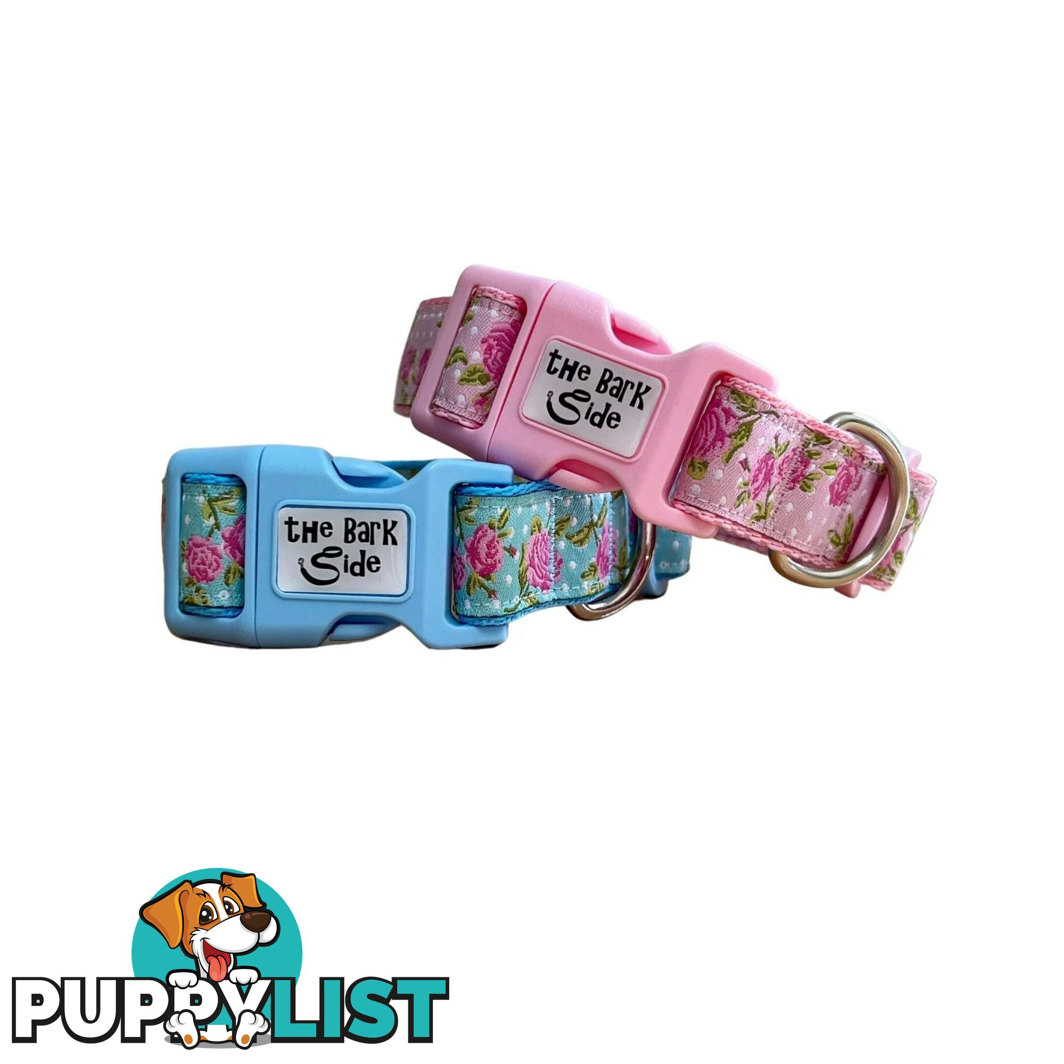 Rose Dog Collar / XS - L - Hand Made by The Bark Side - TBSROSLGEPNK