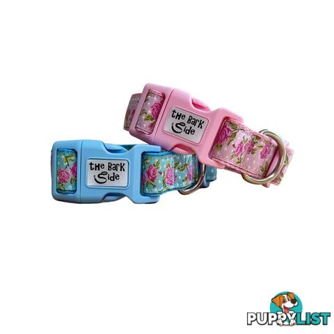Rose Dog Collar / XS - L - Hand Made by The Bark Side - TBSROSLGEPNK