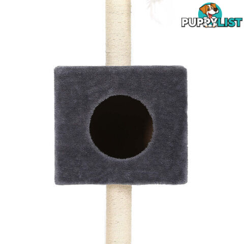 i.Pet Cat Tree 260cm Tower Scratching Post Scratcher Floor to Ceiling Cats Bed Dark Grey - PET-CAT-POLE-DKGR