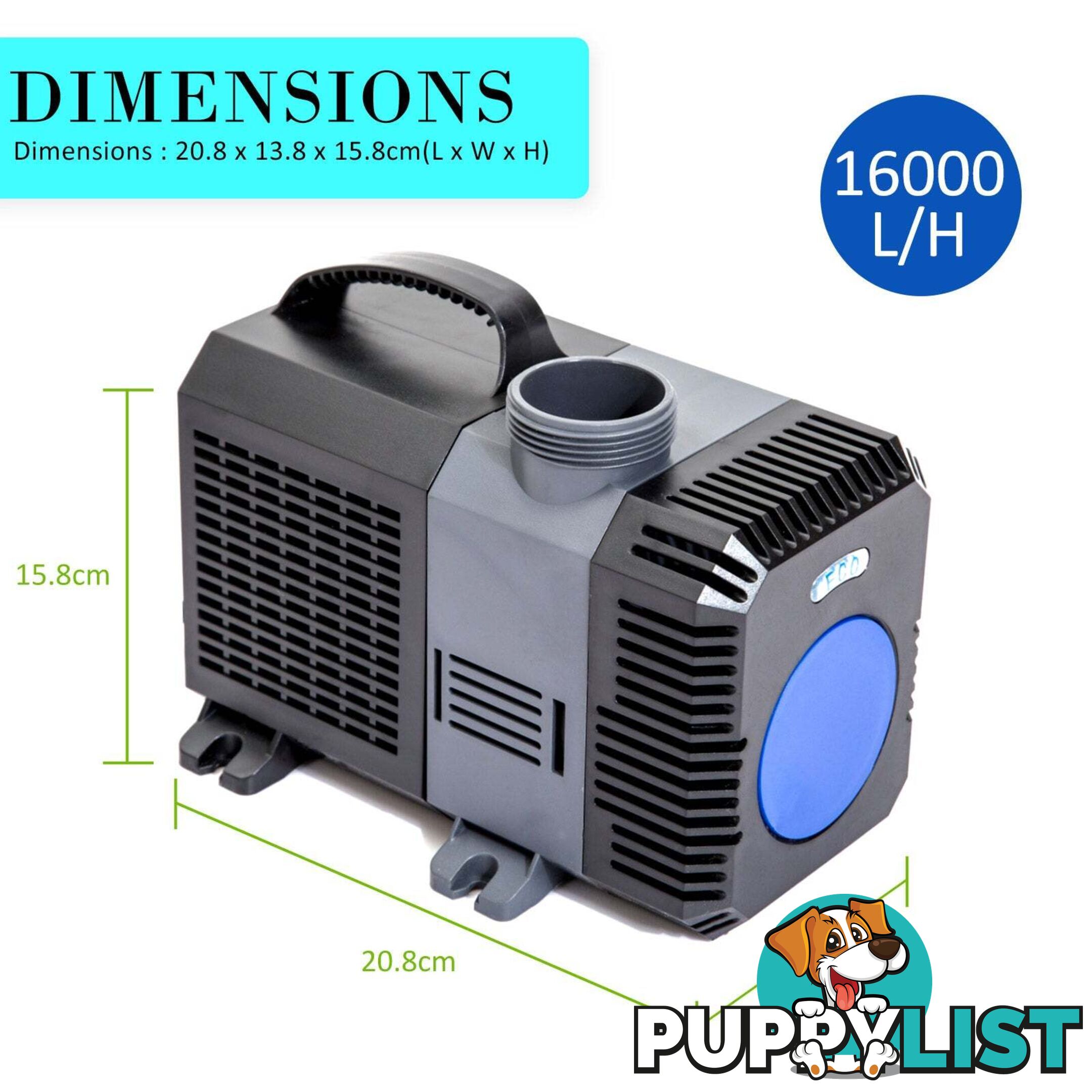 Combo Aquarium Garden Filter 10000L/H + Submersible Water Pump 16000L/H - V274-AQ-CPF250-CTP16000