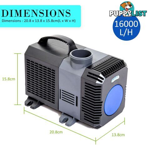 Combo Aquarium Garden Filter 10000L/H + Submersible Water Pump 16000L/H - V274-AQ-CPF250-CTP16000