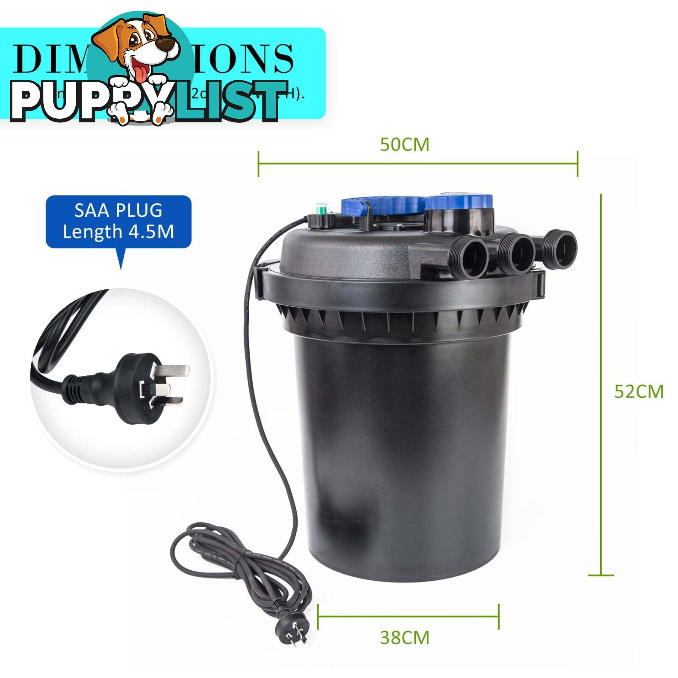 Combo Aquarium Garden Filter 10000L/H + Submersible Water Pump 16000L/H - V274-AQ-CPF250-CTP16000