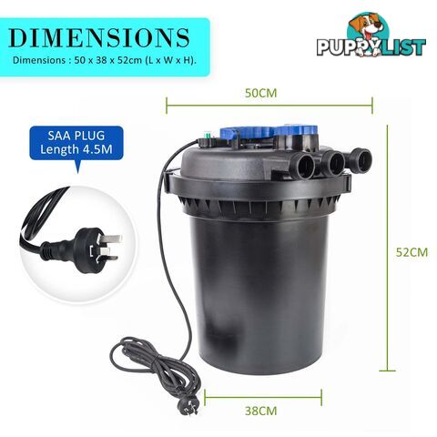 Combo Aquarium Garden Filter 10000L/H + Submersible Water Pump 16000L/H - V274-AQ-CPF250-CTP16000