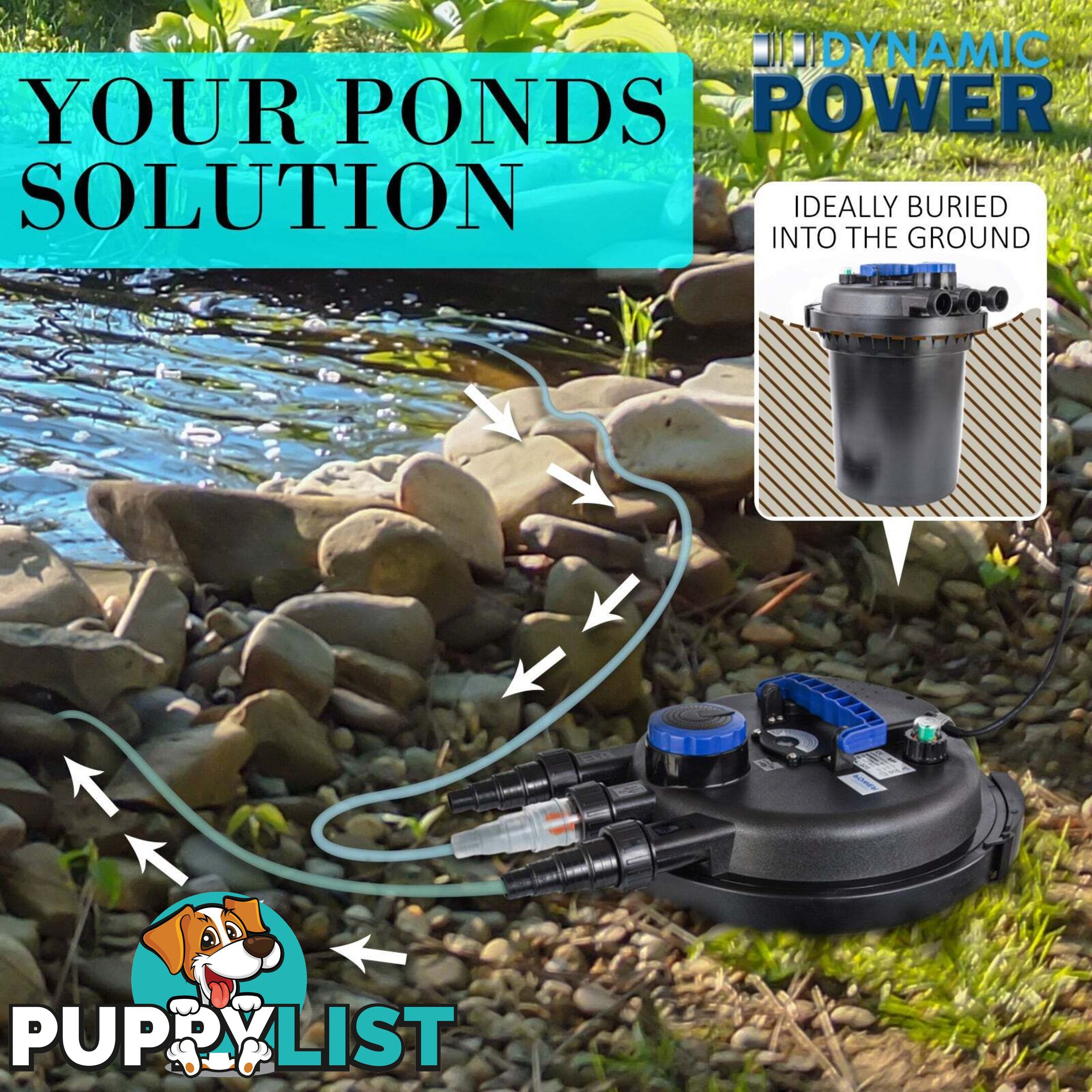 Combo Aquarium Garden Filter 10000L/H + Submersible Water Pump 16000L/H - V274-AQ-CPF250-CTP16000