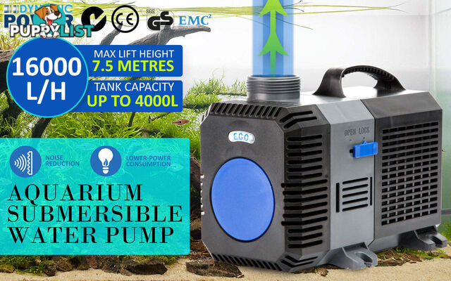 Combo Aquarium Garden Filter 10000L/H + Submersible Water Pump 16000L/H - V274-AQ-CPF250-CTP16000