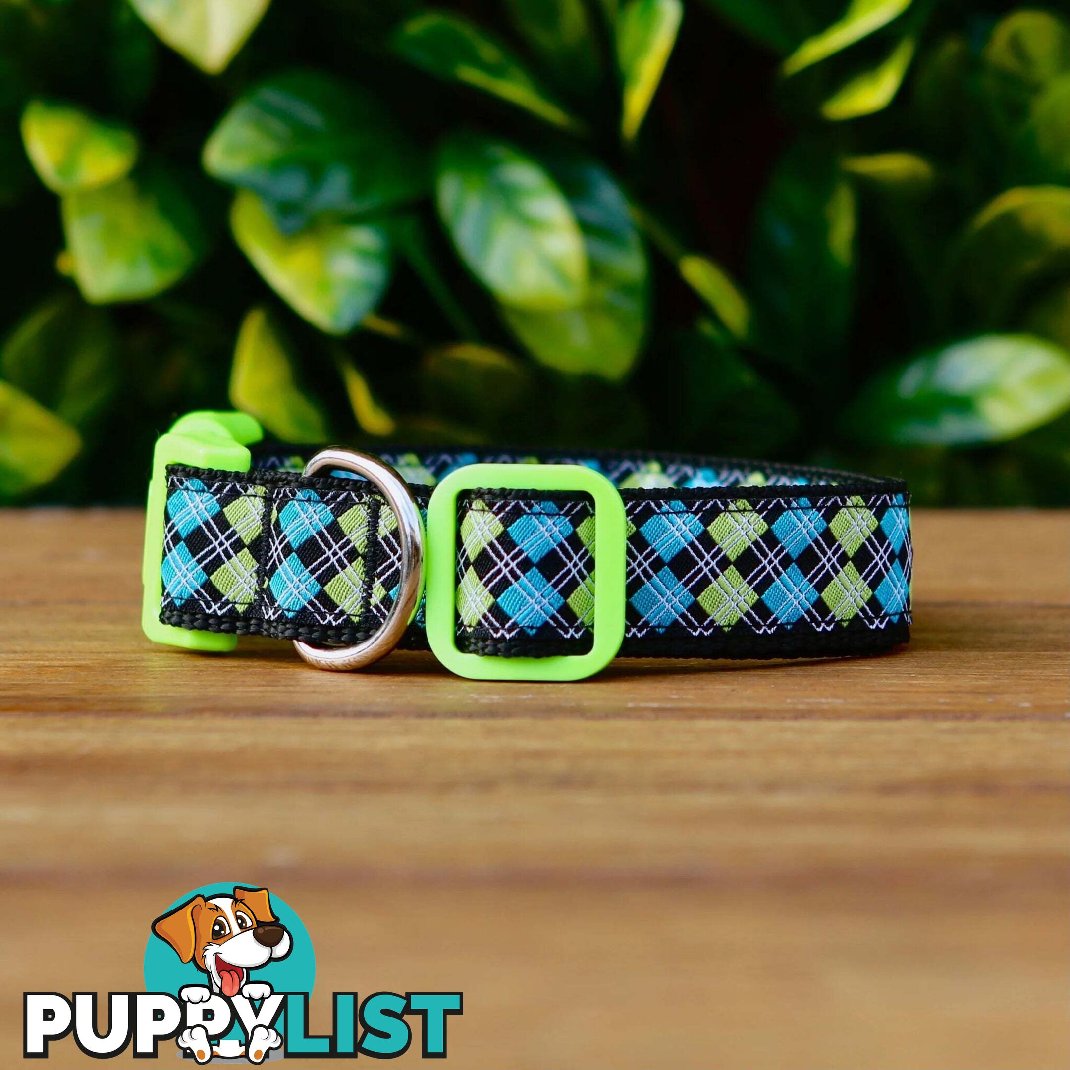 Tartan Dog Collar / XS - L - Hand Made by The Bark Side - TBSTARMEDGRN