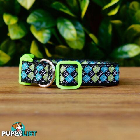 Tartan Dog Collar / XS - L - Hand Made by The Bark Side - TBSTARMEDGRN