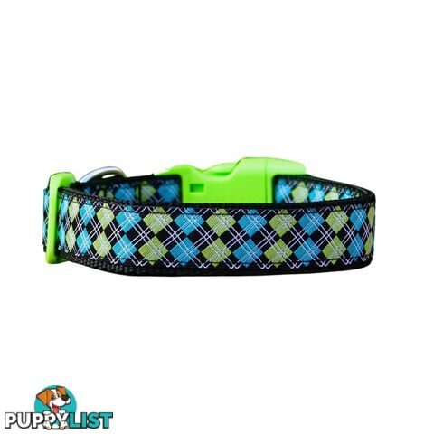 Tartan Dog Collar / XS - L - Hand Made by The Bark Side - TBSTARMEDGRN
