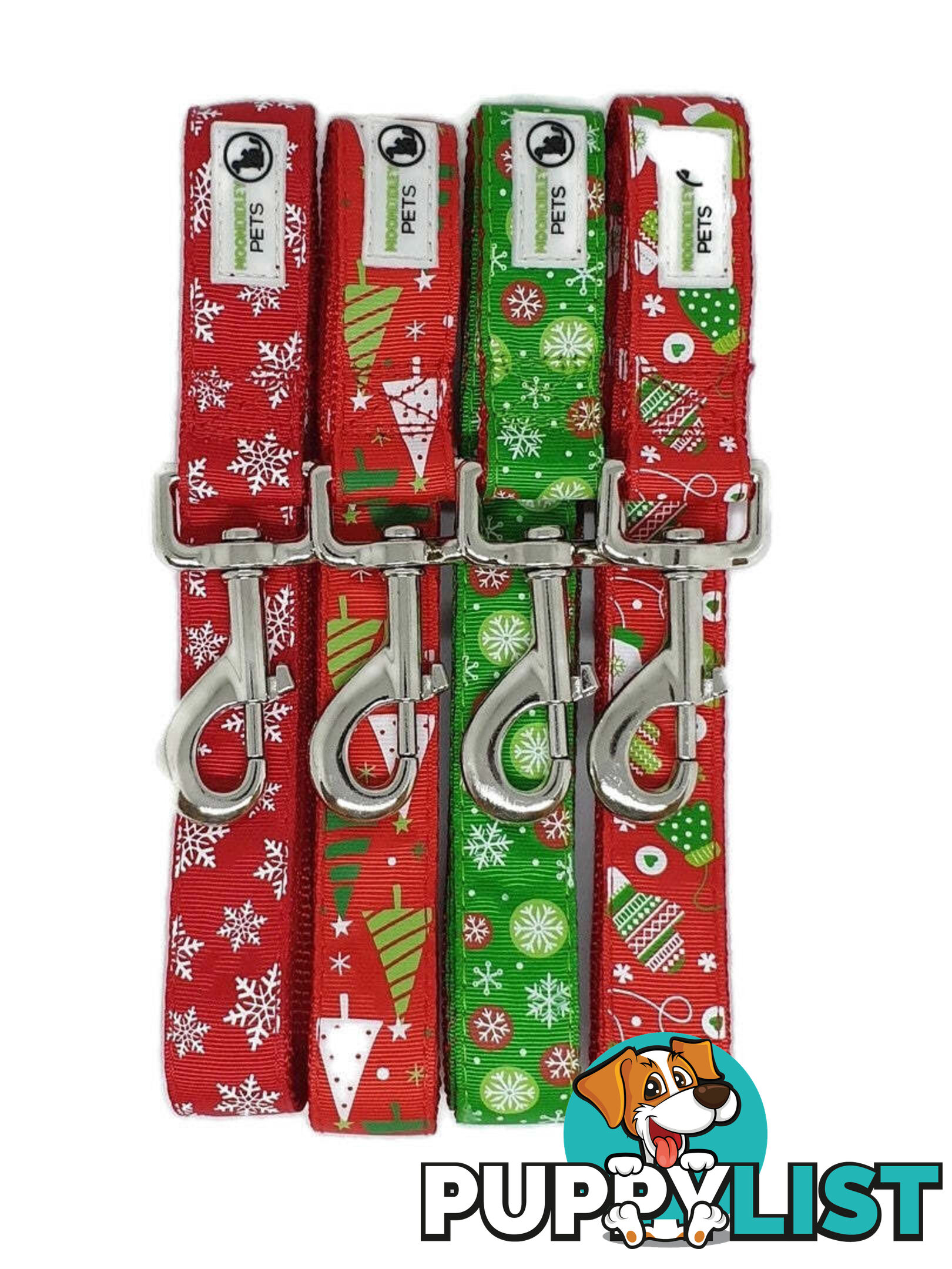 Christmas Dog Leashes - Moondidley Pets - MDPLDXMA1.2GRNSNO