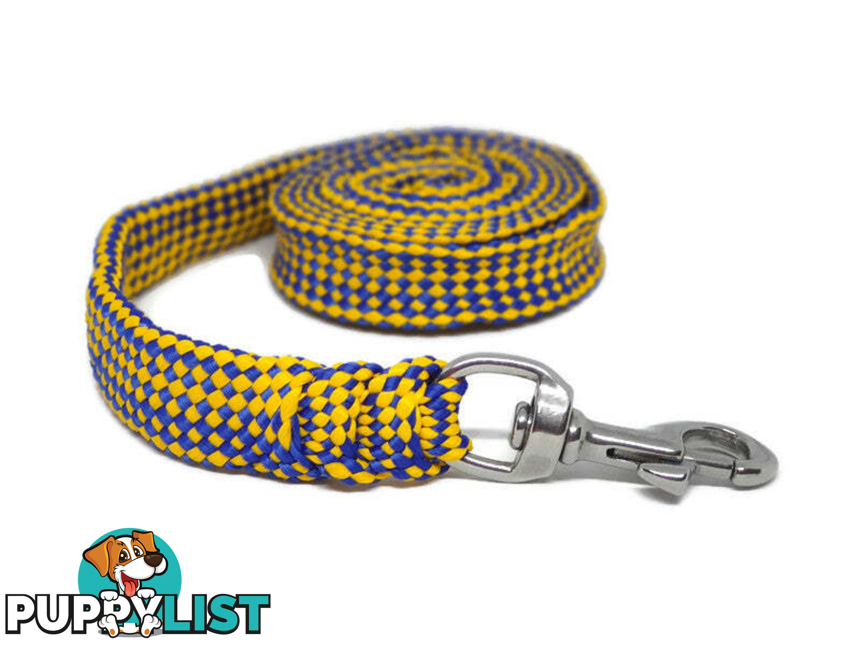 1.8m to 10m Long Dog Lead No Stitching Tough Yarnix 20mm Wide - YNXLD2010BRBLU