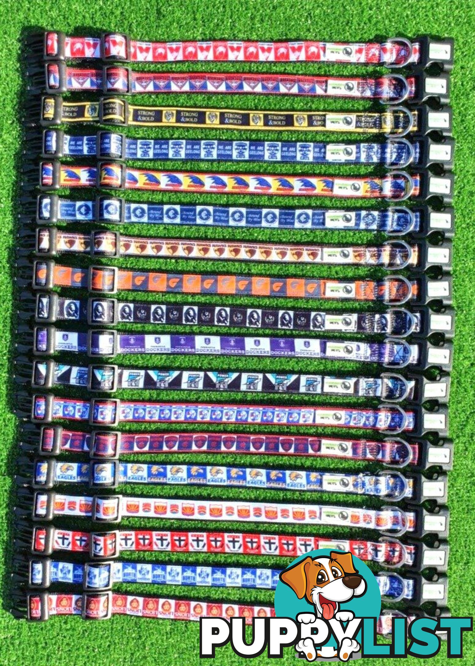 AFL Dog Collars, Footy - Aussie Rules - Moondidley Pets - MDPCOLAFLXSHH