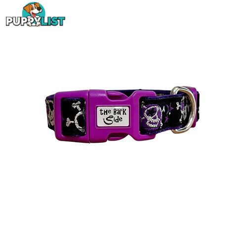 Skulls & Stars Dog Collar - Hand Made by The Bark Side - TBSSKUMEDPUR