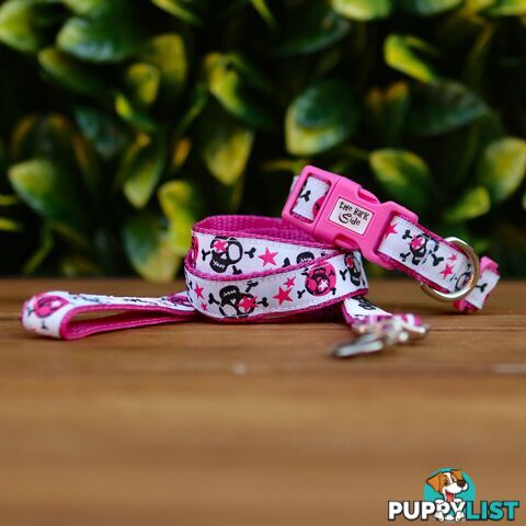Skulls & Stars Dog Collar - Hand Made by The Bark Side - TBSSKUMEDPUR