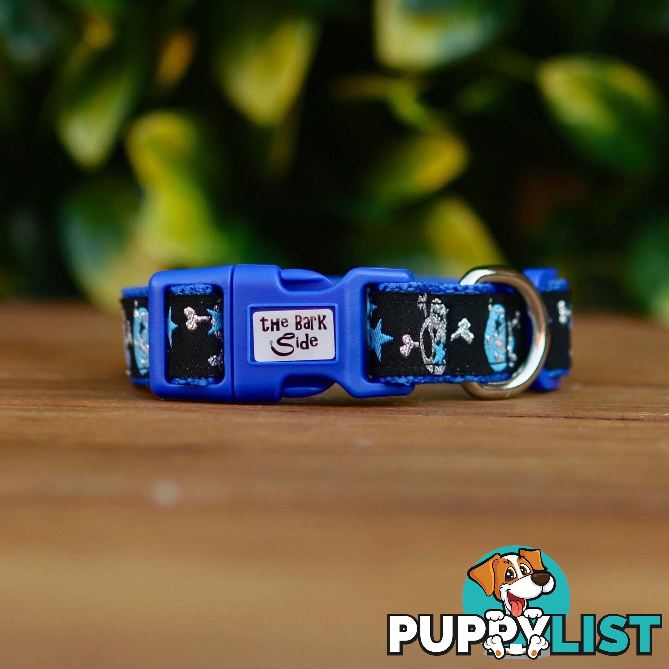 Skulls & Stars Dog Collar - Hand Made by The Bark Side - TBSSKUMEDPUR
