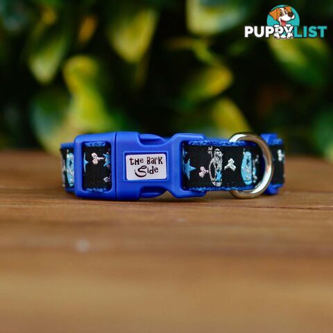 Skulls & Stars Dog Collar - Hand Made by The Bark Side - TBSSKUMEDPUR