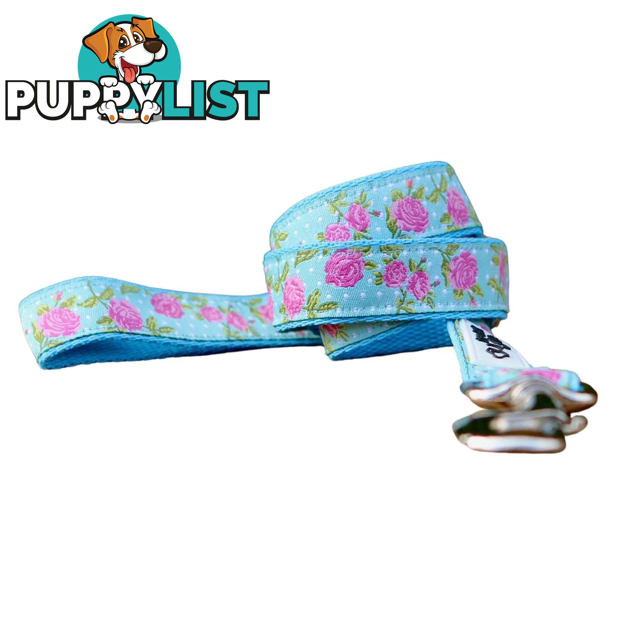 Rose Dog Lead / Dog Leash - Hand Made by The Bark Side - TBSLDROSBLU201.8