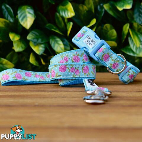 Rose Dog Lead / Dog Leash - Hand Made by The Bark Side - TBSLDROSBLU201.8