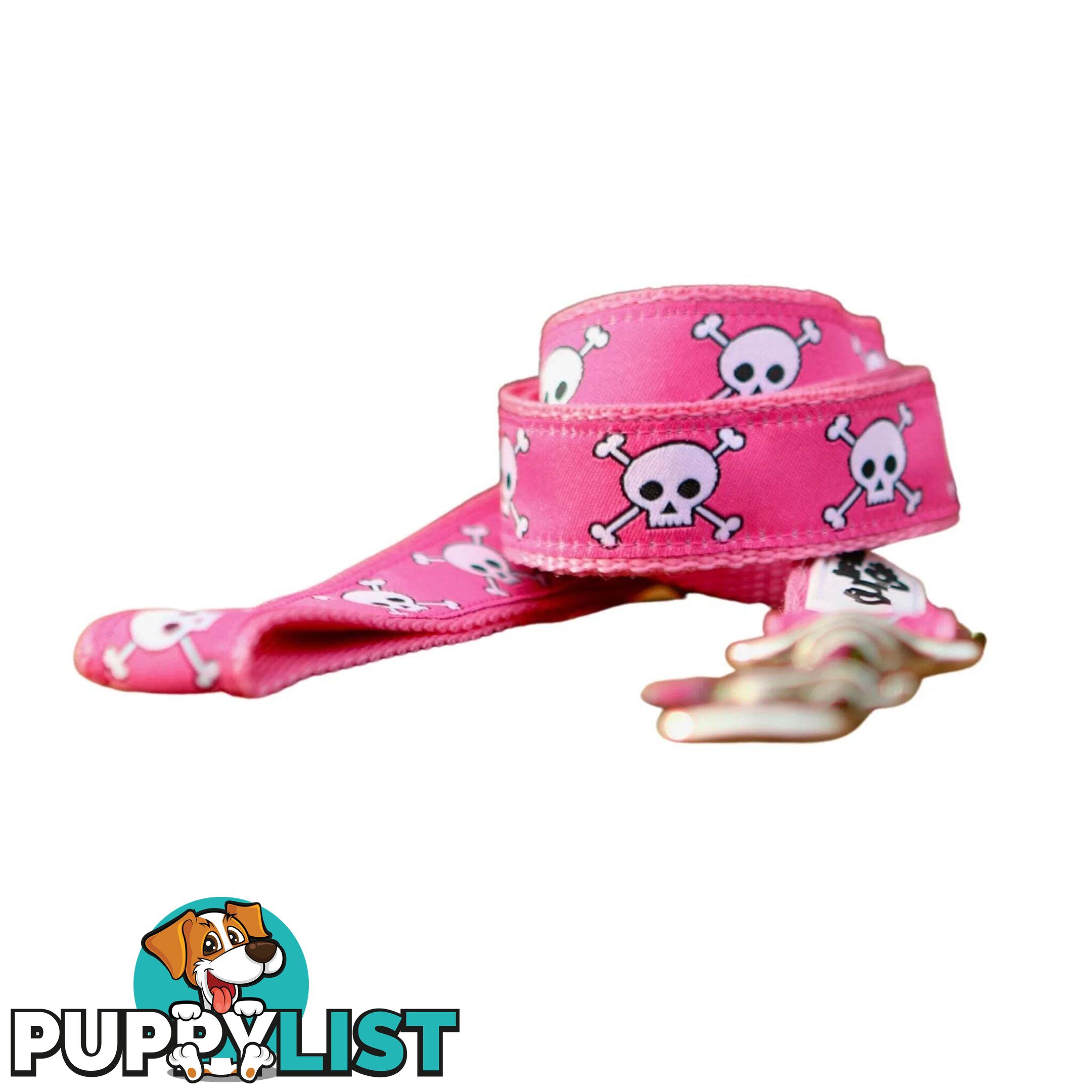Pink Skulls Dog Lead / Dog Leash - Hand Made by The Bark Side - TBSLDSKU201.5
