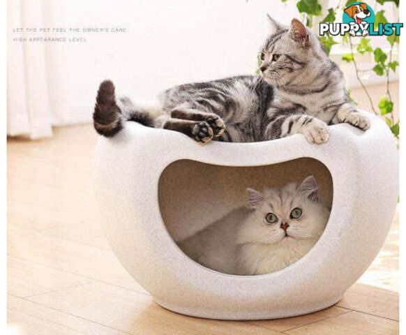 YES4PETS Cat Kitten Bed Cave - Small Dog House Kennel - Plastic Pet Pod Bedding Igloo - V278-BP200-CAT-NEST-WHITE