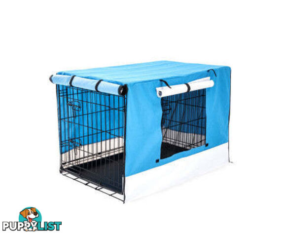 Paw Mate Wire Dog Cage Foldable Crate Kennel with Tray + Cover Combo - V274-PET-WCCV48-BU