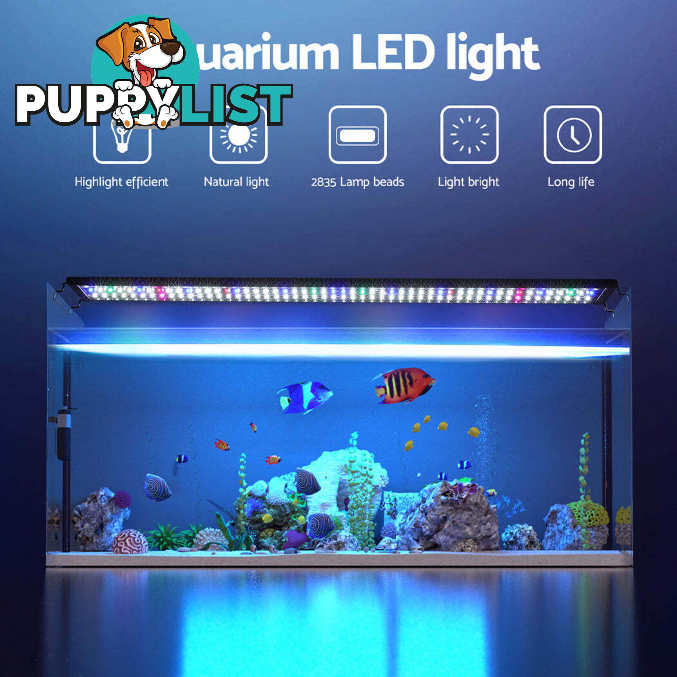 i.Pet Aquarium Light Full Spectrum 120CM Aqua Plant Fish Tank Lamp - AQUAR-LT-120-BK